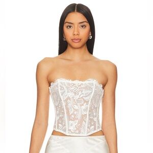 Fleur du mal, floral bow corset. Ivory. Size small, worn once! Great condition